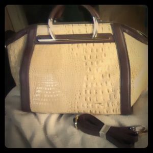 Gold + Brown Faux Skin Shoulder Bag